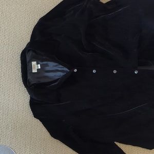 Talbots 24W Black Velvet Long Skirt & Button Down Shirt Outfit